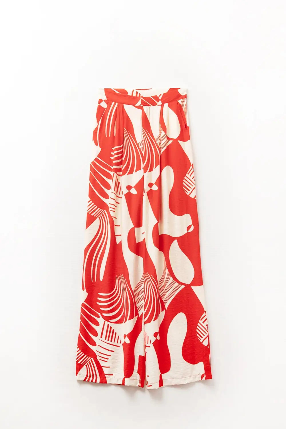 Red abstract print wide-leg trousers - Pants