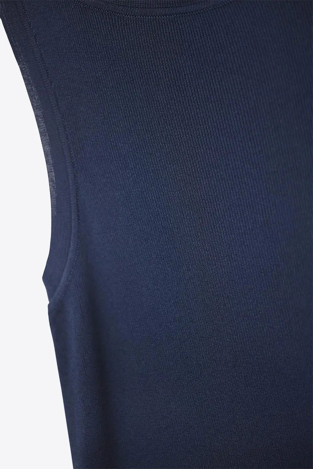 Navy Ribbed fine knit Sleeveless Top - NAVY / ONE - Sweaters