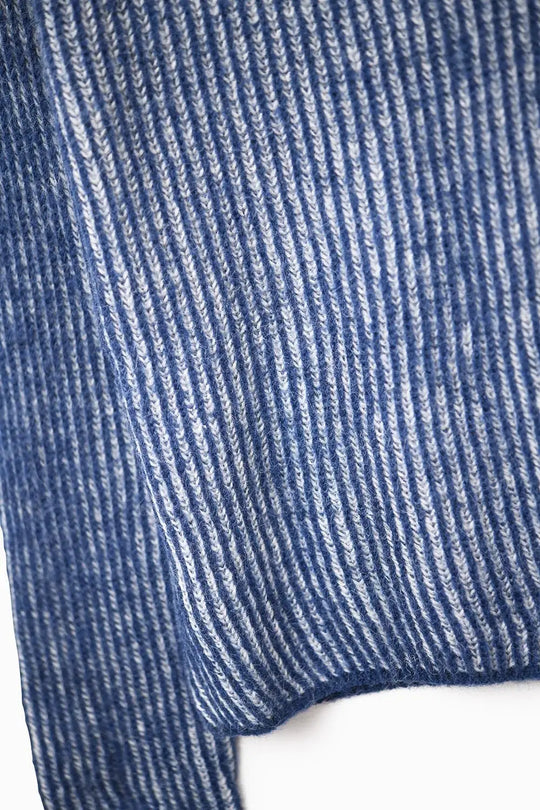 Navy blue ribbed knit sweater with a roll neck - BLUE / ONE - Sweaters