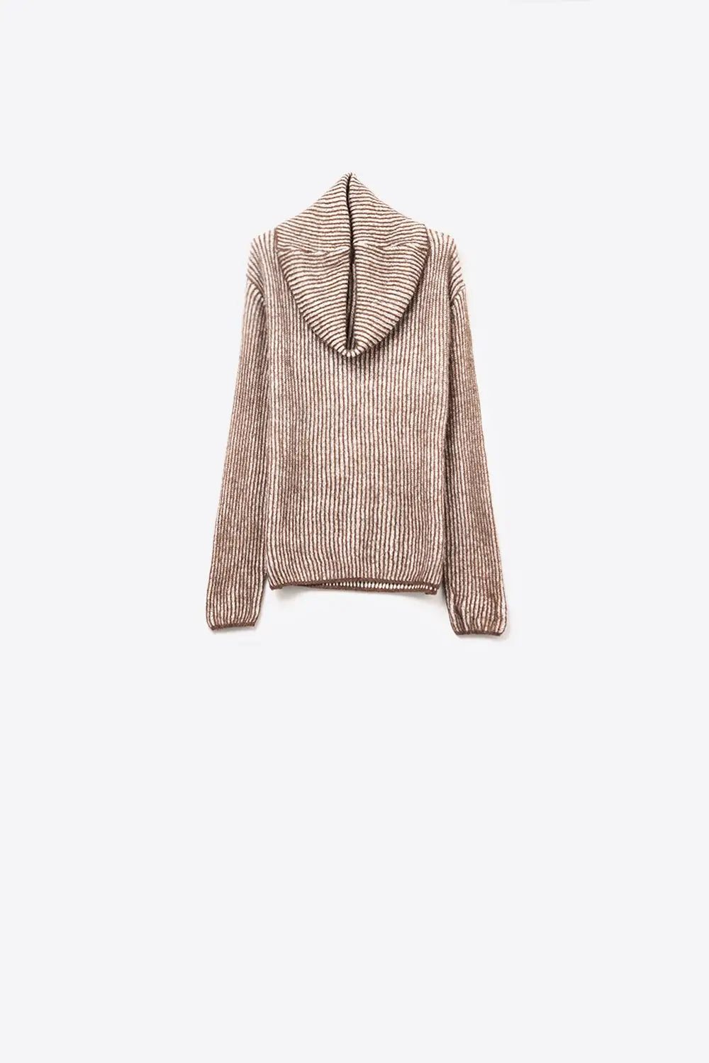 Brown ribbed knit sweater with a roll neck - BROWN / ONE - Sweaters