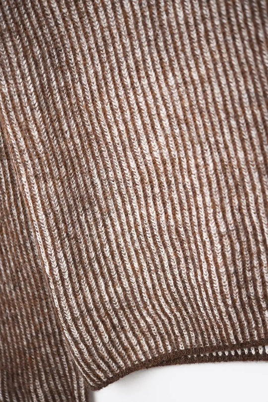 Brown ribbed knit sweater with a roll neck - BROWN / ONE - Sweaters