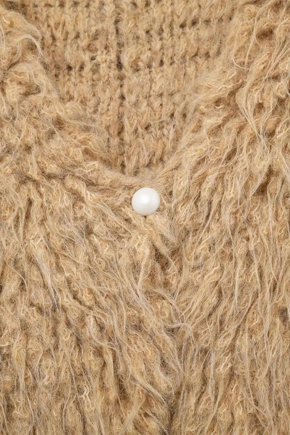 Luxurious vest with beige long-haired texture - BEIGE / ONE - Cardigans