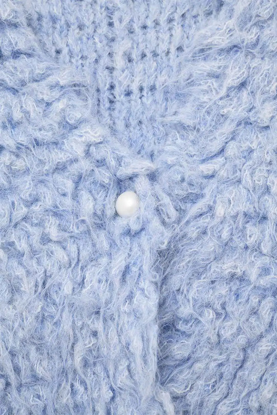 Luxurious vest with light blue long-haired texture - BLUE / ONE - Cardigans
