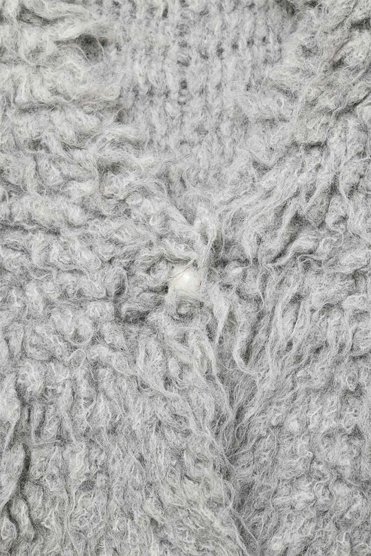 Luxurious vest with grey long-haired texture - GRAY / ONE - Cardigans