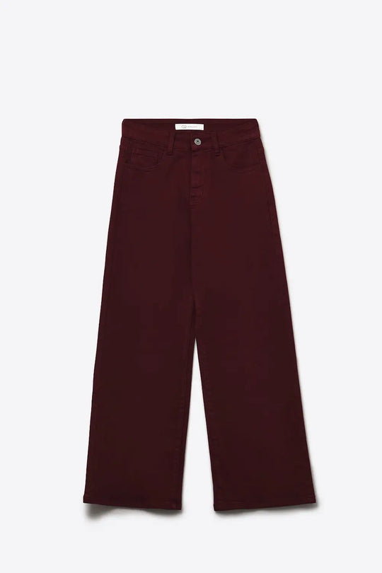 Cropped wide leg jeans in burgundy - Colored Jeans