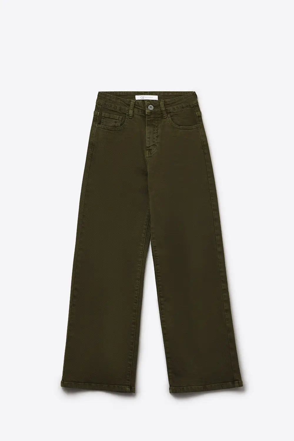 Cropped wide leg jeans in olive green - Colored Jeans