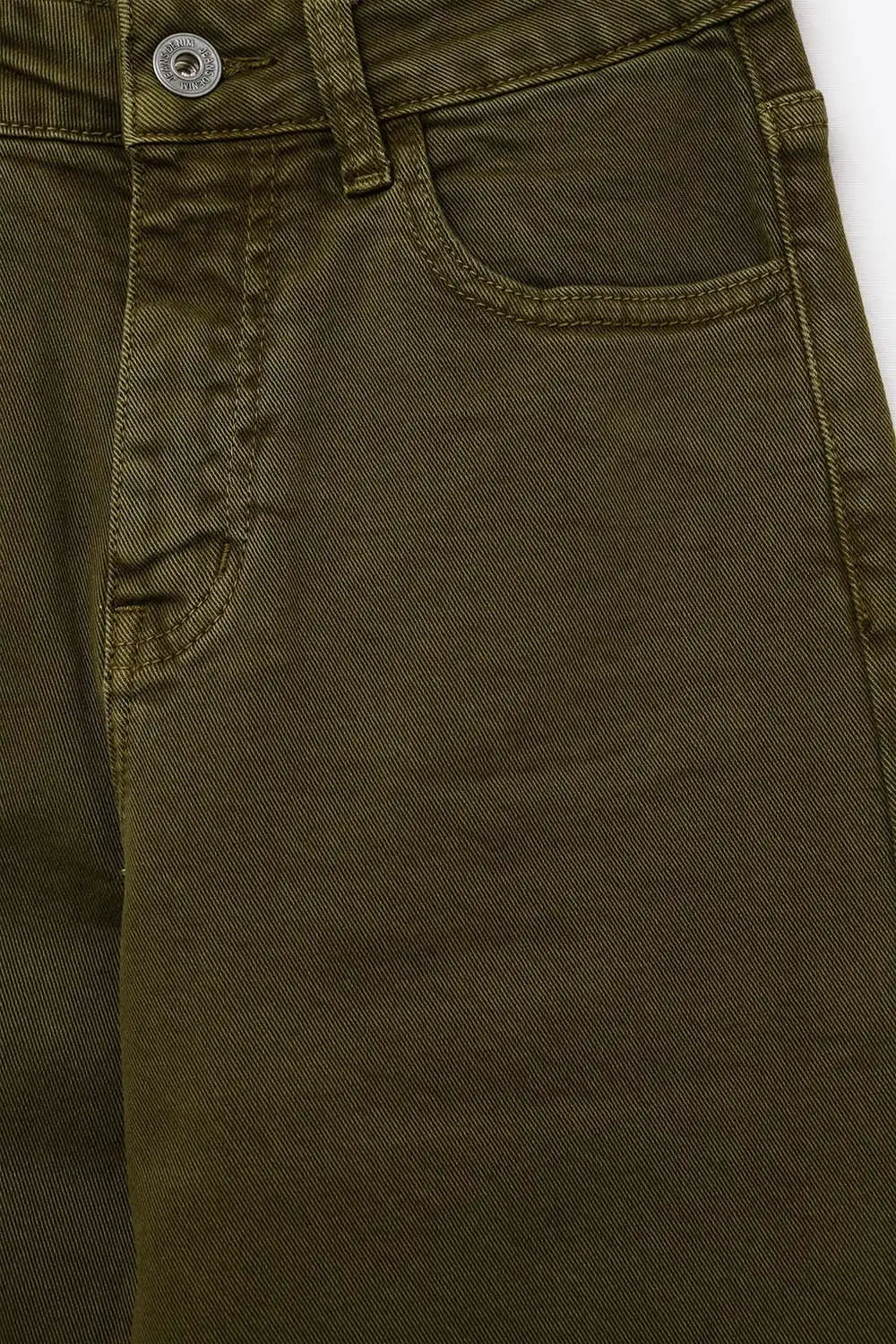 Cropped wide leg jeans in olive green - Colored Jeans