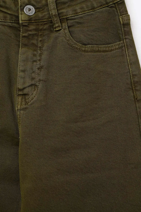 Cropped wide leg jeans in olive green - Colored Jeans