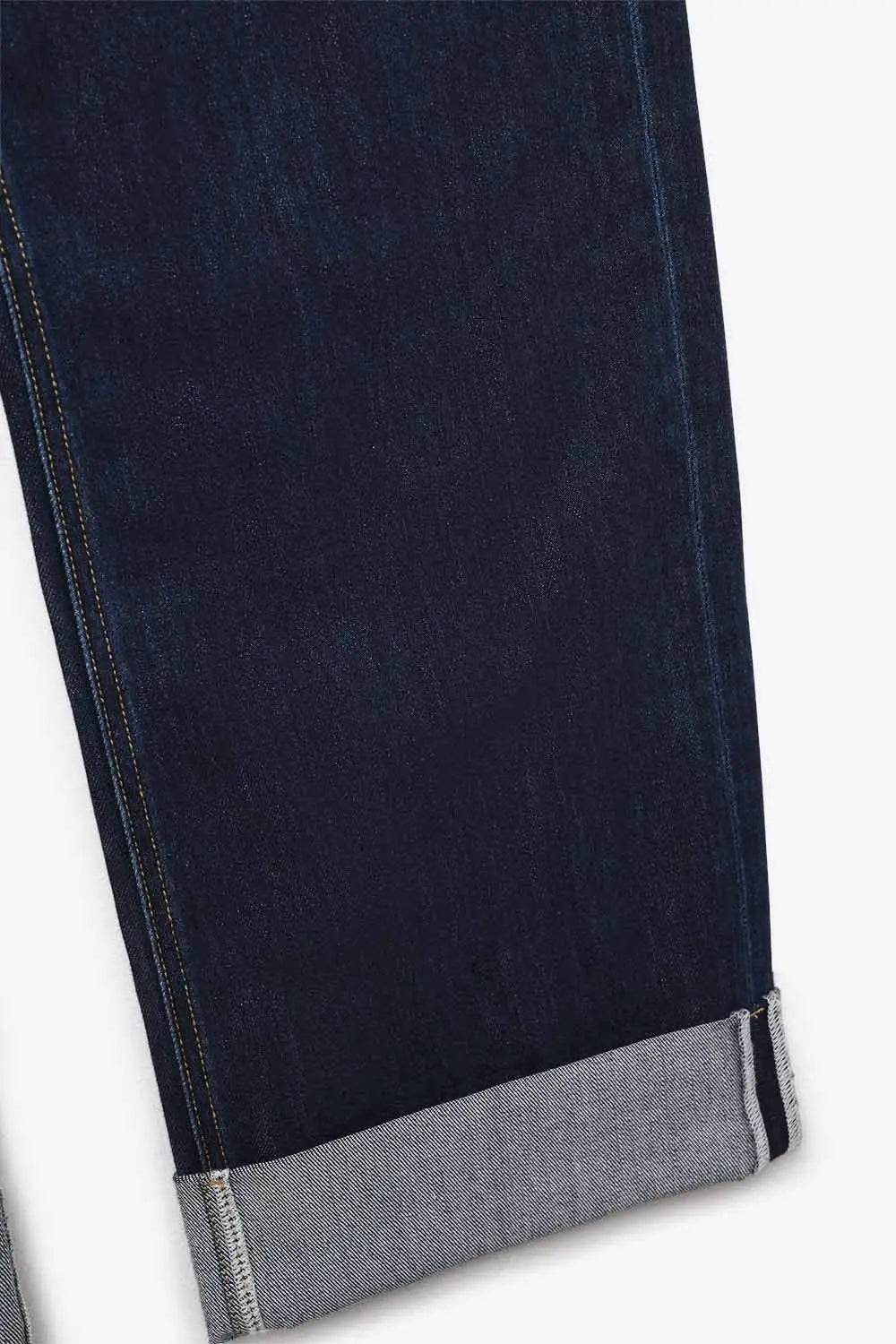High-Waisted Dark Blue wide leg Jeans with Folded Hems