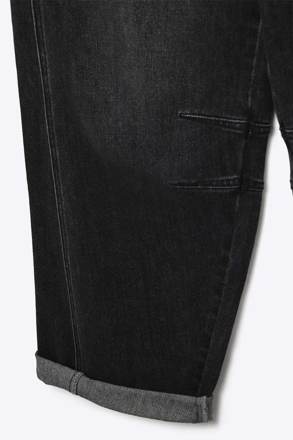 Washed Black Denim Barrel Jeans