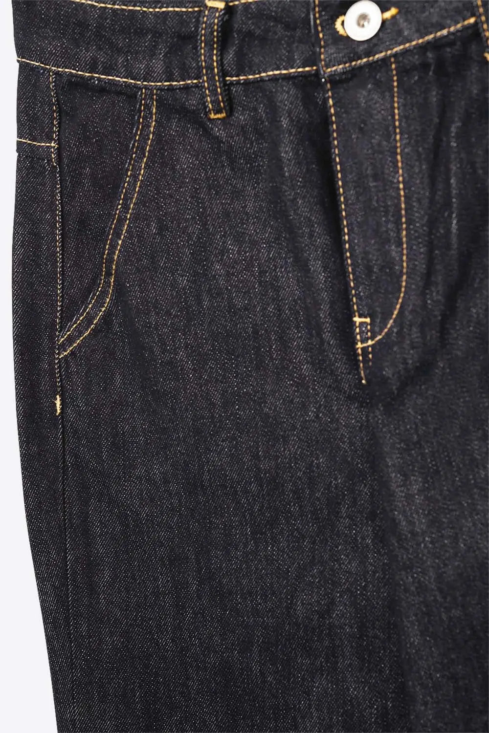 Dark Denim Wide-Leg Jeans with Contrast Stitching