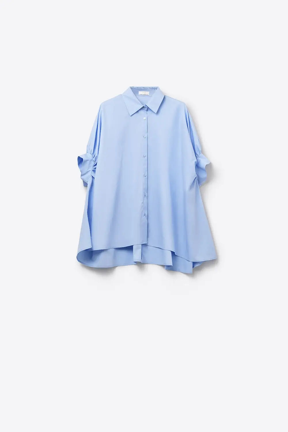Baby Blue oversized blouse with short sleeve - Shirts