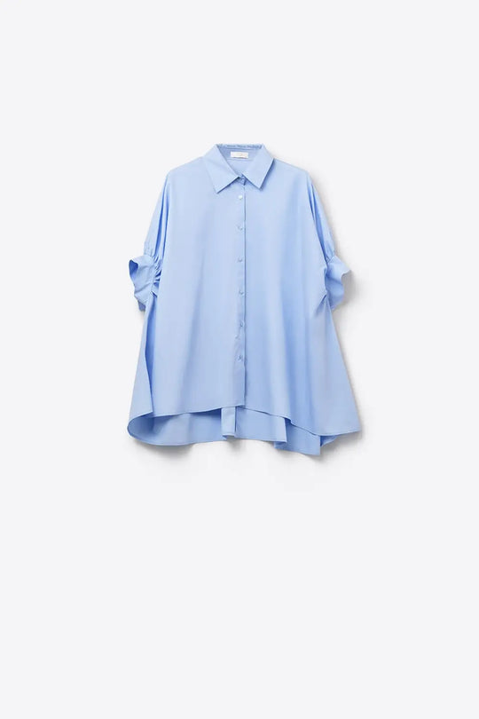 Baby Blue oversized blouse with short sleeve - Shirts