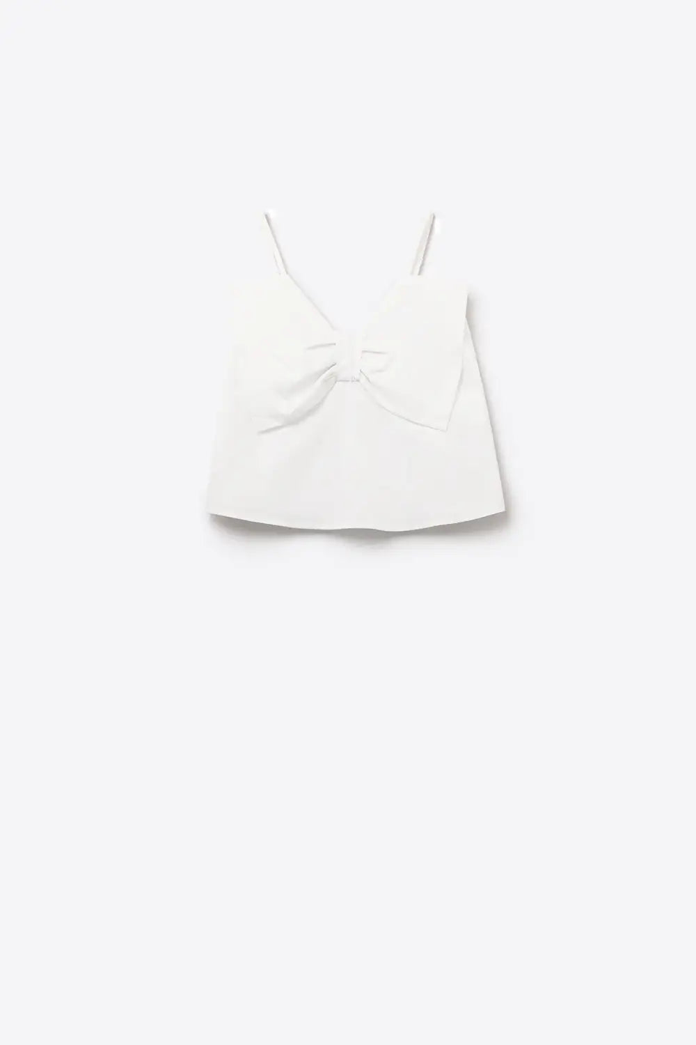 White poplin crop top with bow detail - Tops