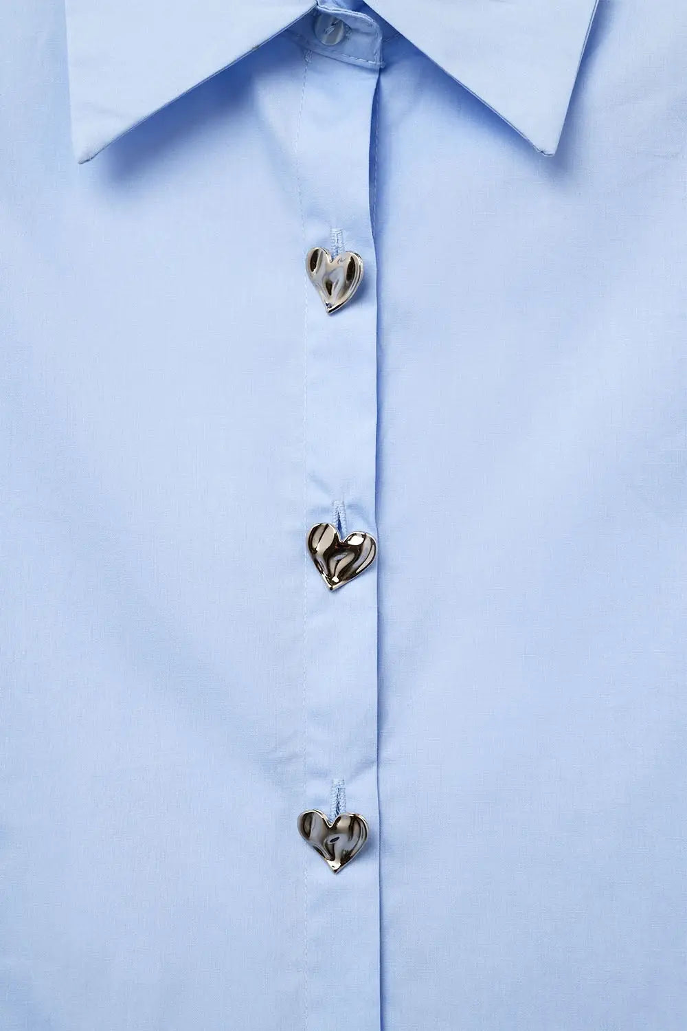 Blue Sleeveless Blouse with Heart-shaped Buttons - Shirts