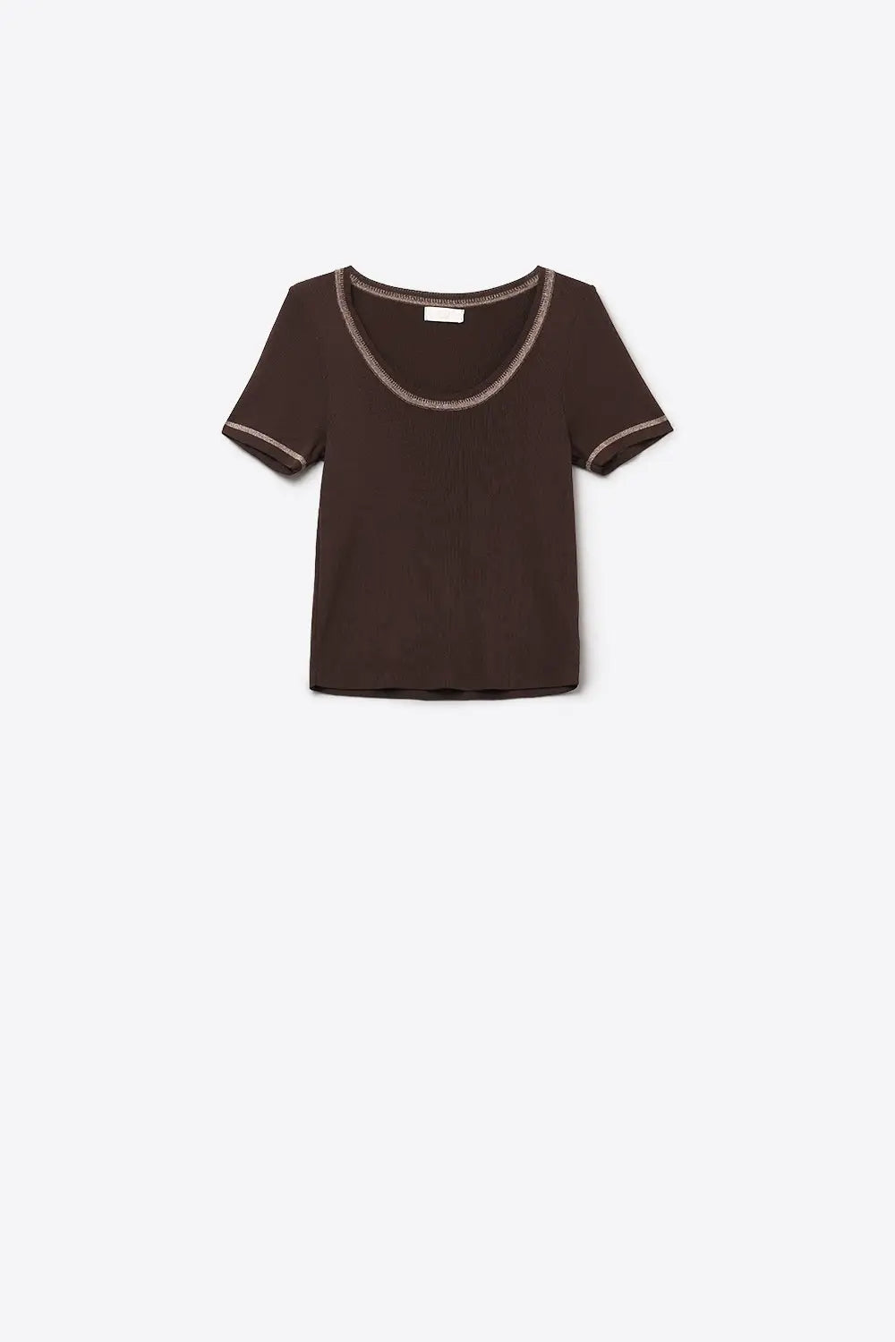 thin knitted sweater In brown With Silver Seam at Round Neck - BROWN / ONE - Sweaters