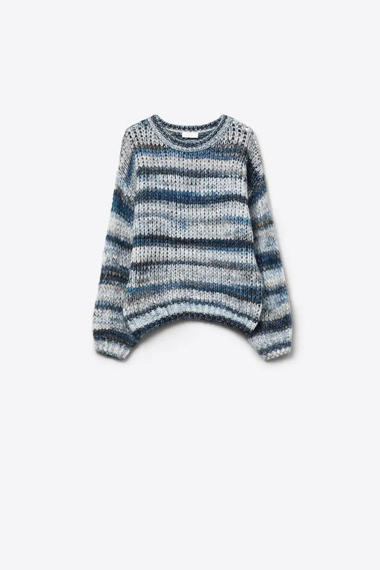 Chunky-knit sweater with marled design in blue - BLUE / ONE - Sweaters