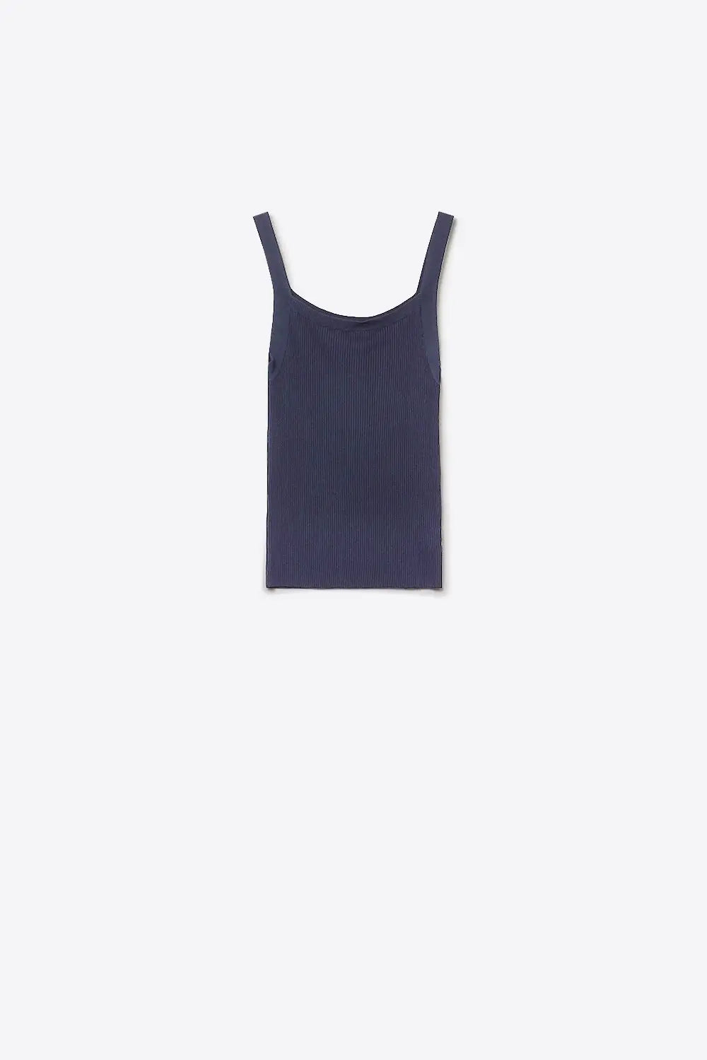 Navy Ribbed Knit Top with Wide Straps - NAVY / ONE - Tops