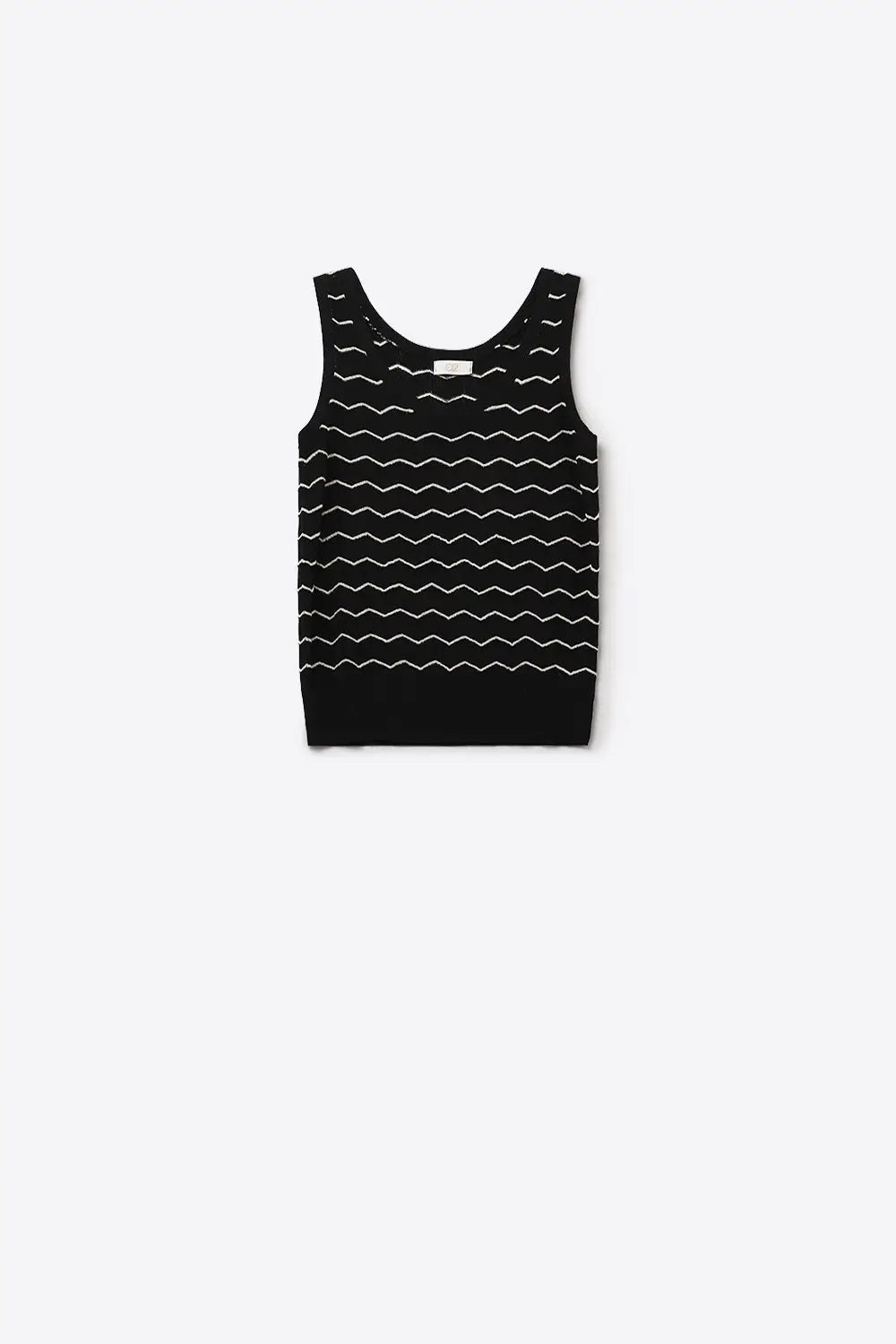 Black Knitted sweater with Golden Zigzag Pattern - BLACK / ONE - Tops