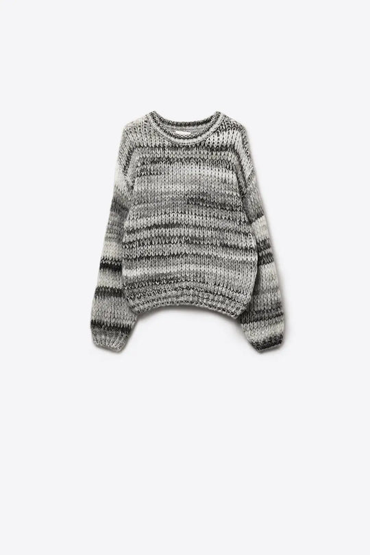 Chunky-knit sweater with marled design in gray - BLACK / ONE - Sweaters