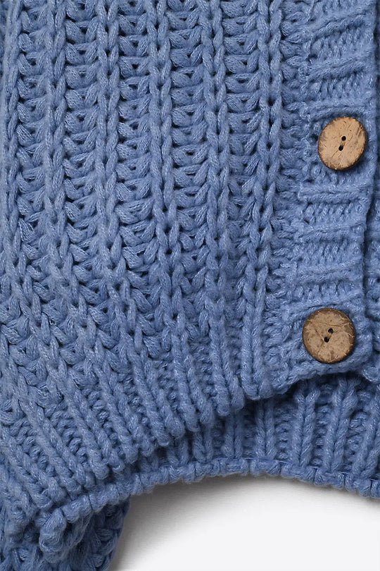 Open Knit Chunky Cardigan In blue - BLUE / ONE - Jackets