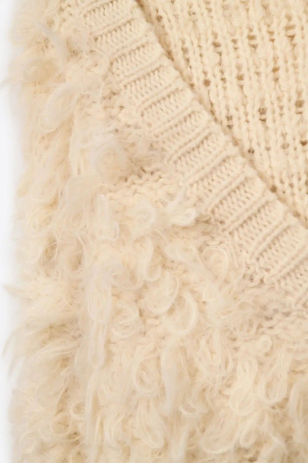 Chunky Shag Style Fluffy Knitted Cardigan in cream - CREAM / ONE - Jackets