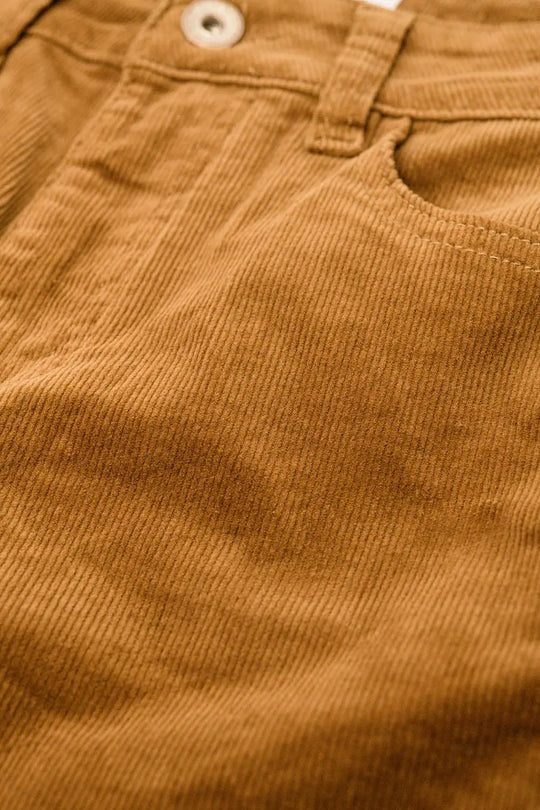 Brown corduroy flare pants with leopard print at the bottom - Pants