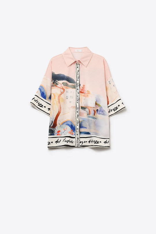 pink summer watercolor print shirt - Shirts