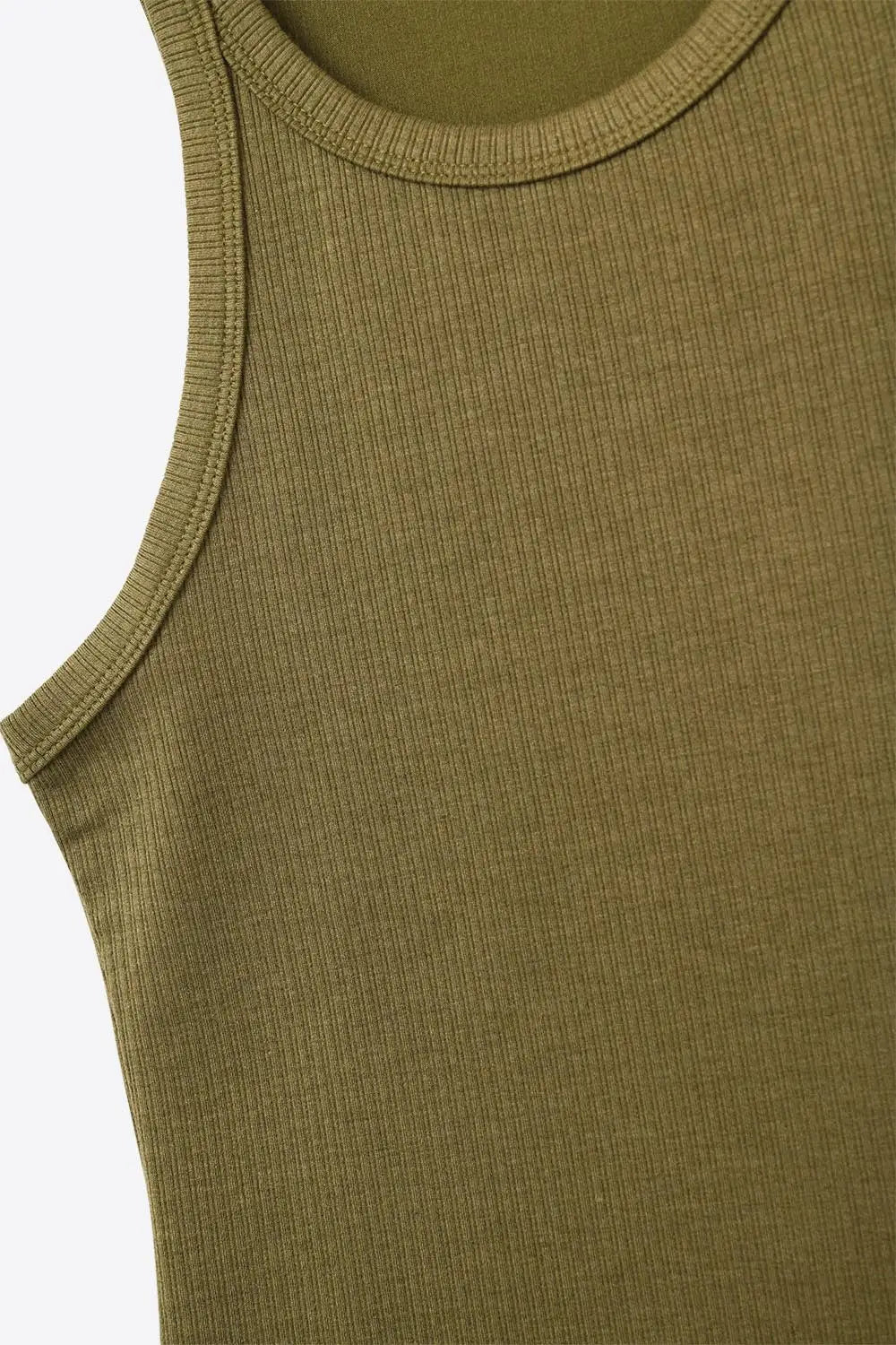 Khaki Tight-fitting swimmer-type T-shirt with round neckline and straps - T-Shirts