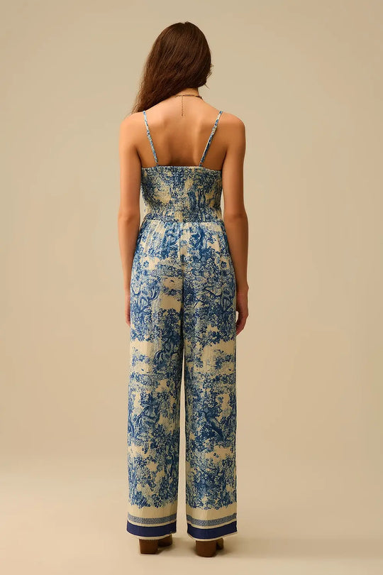 Toile de Jouy Print Jumpsuit with Thin Straps - Jumpsuits
