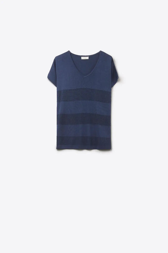 Navy Striped Texture Knit sweater - NAVY / ONE - Sweaters