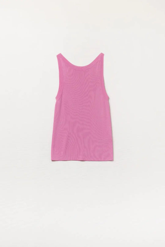 Fuchsia Sleeveless Ribbed knitted Top - FUCHSIA / ONE - Sweaters