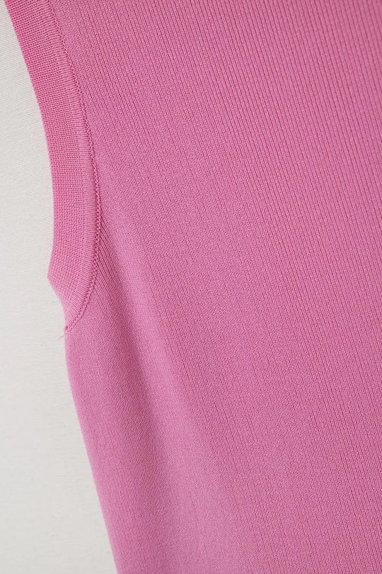 Fuchsia Sleeveless Ribbed knitted Top - FUCHSIA / ONE - Sweaters