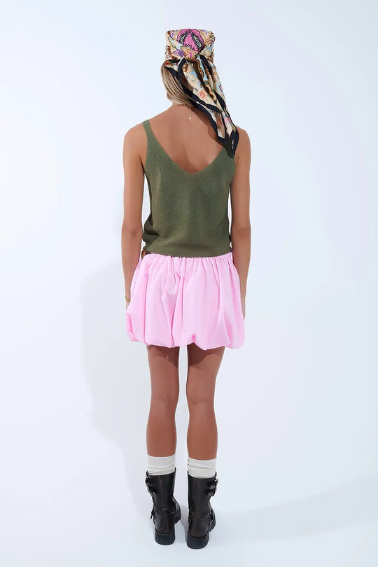 Khaki Knit Buttoned Crop Top - KHAKI / ONE - Tops