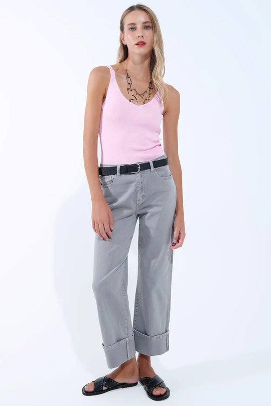 Comfy Ribbed knitted Tank Top in pink - PINK / ONE - Sweaters
