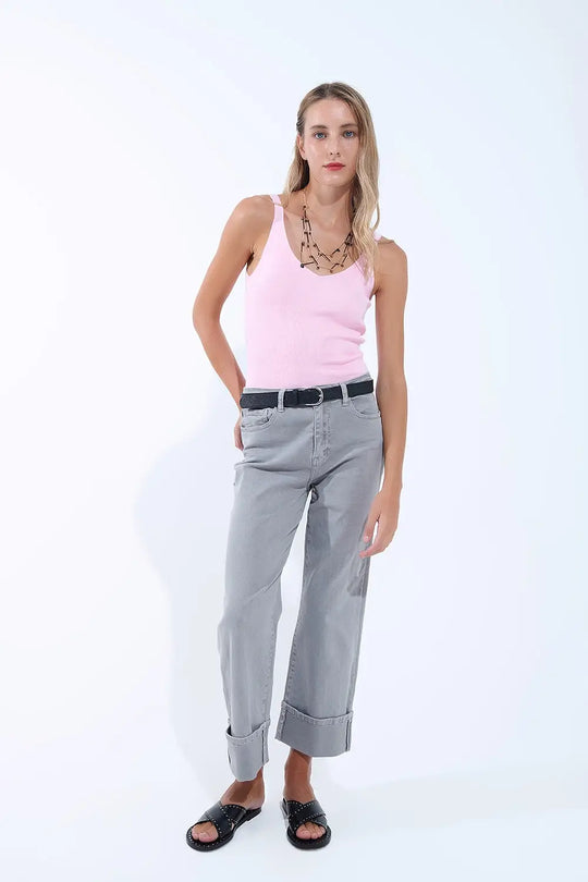 Straight leg Pants with cropped hem in Gray - Pants Colored Jeans