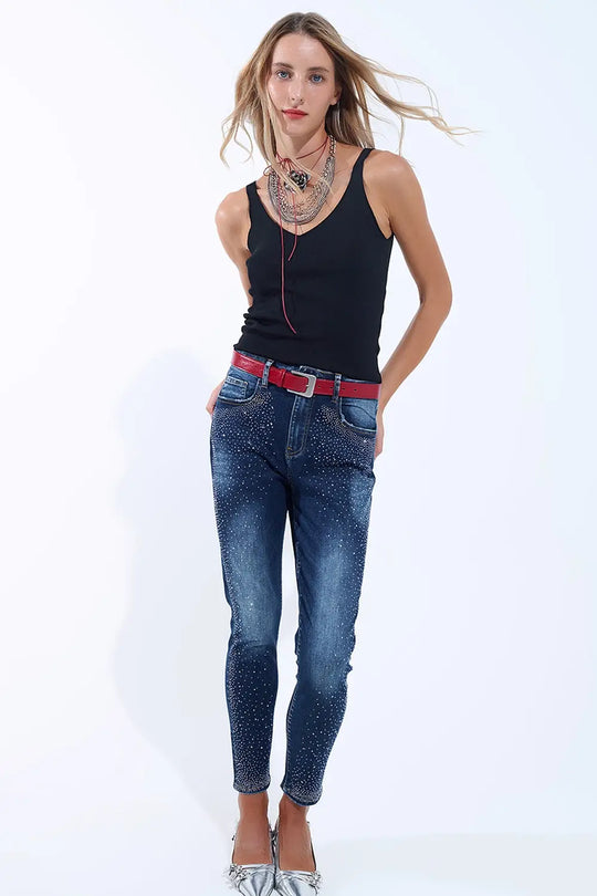 Black Ribbed Knit Top with V-neck and Spaghetti Straps - BLACK / ONE - Tops