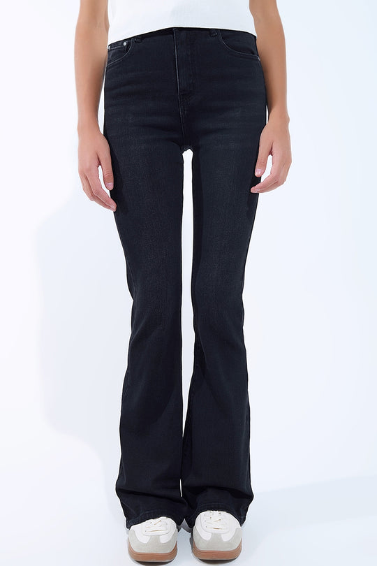 High waisted flare jeans in black
