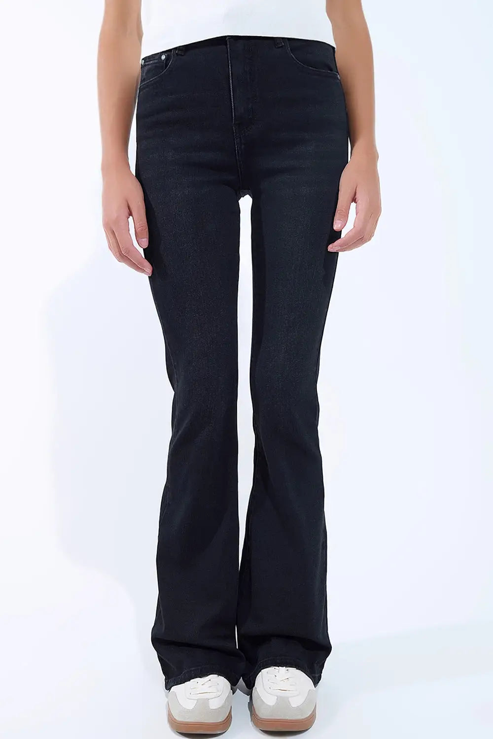 High waisted flare jeans in black