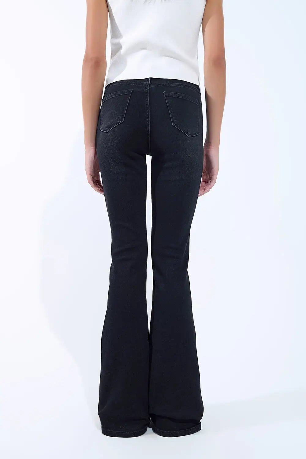 High waisted flare jeans in black