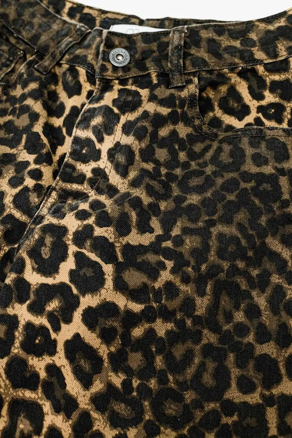 Leopard Print Straight Leg Jeans - Pants