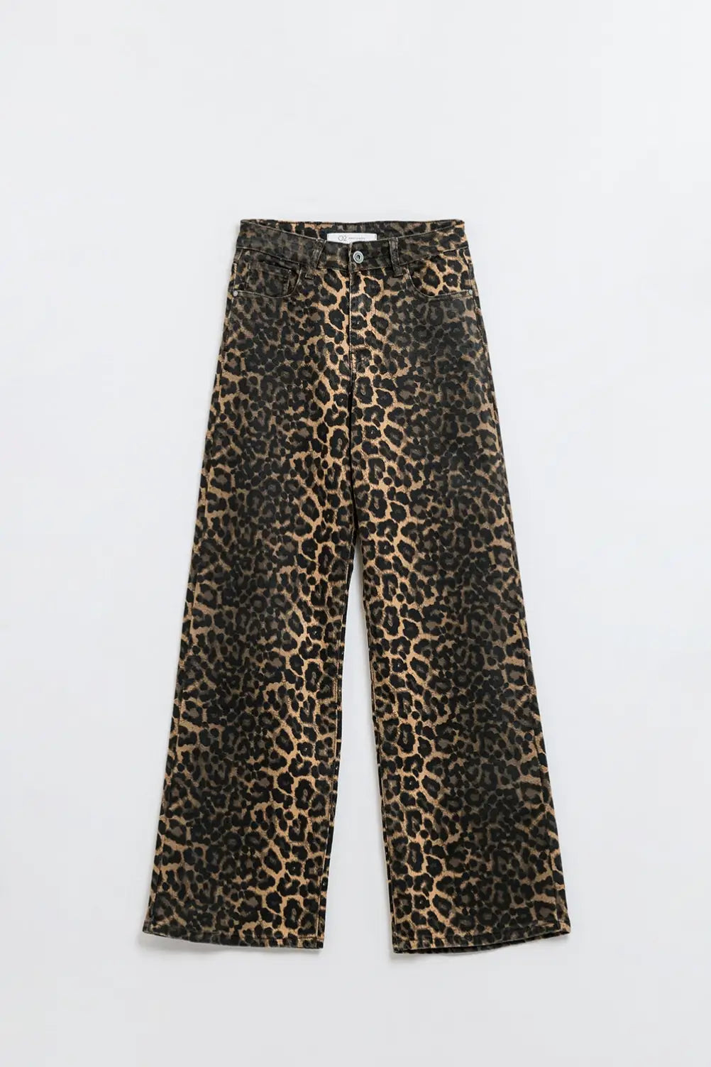 Leopard Print Straight Leg Jeans - Pants
