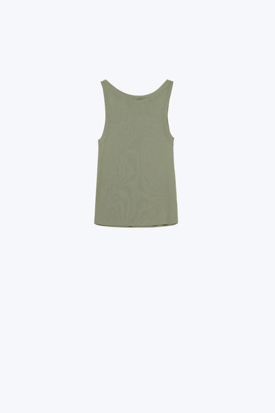 Khaki Boat Neck Comfy Ribbed Top - KHAKI / ONE - Sweaters