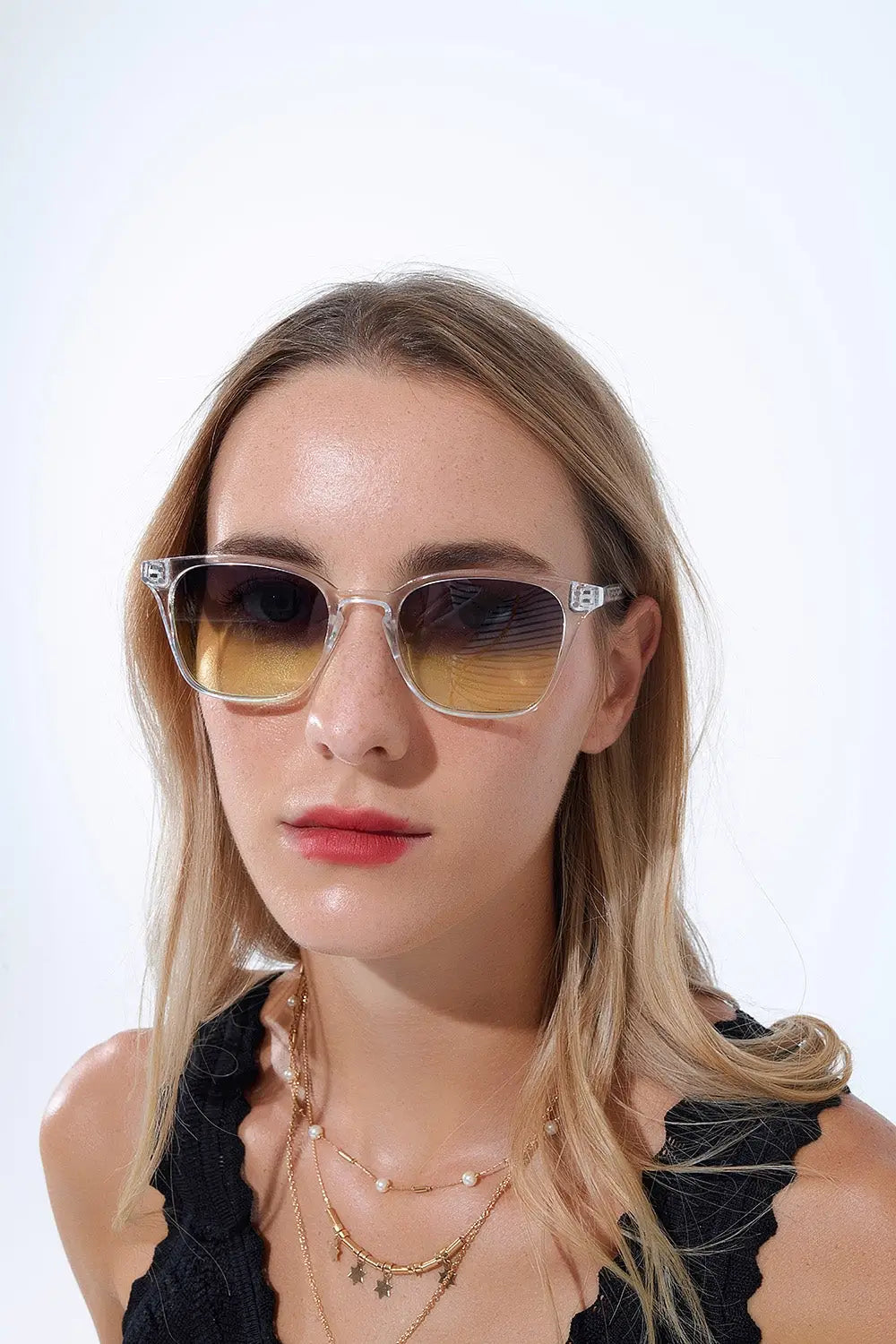 Clear Gradient Sunglasses with Sunset Lenses - GREEN / ONE - Sunglasses