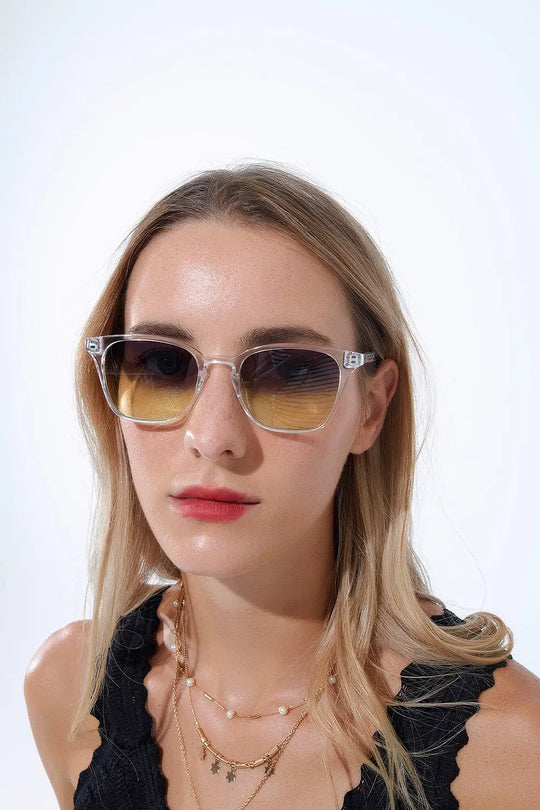 Clear Gradient Sunglasses with Sunset Lenses - GREEN / ONE - Sunglasses
