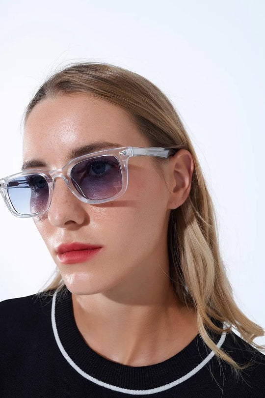 Clear Square Sunglasses with Blue Gradient Lenses - BLUE / ONE - Sunglasses