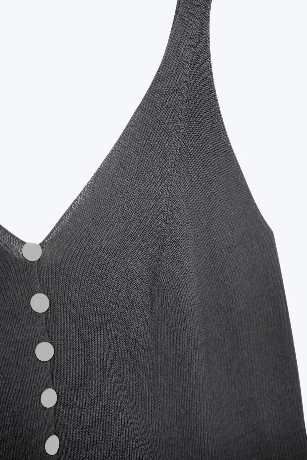 black Knit Buttoned Crop Top - BLACK / ONE - Tops