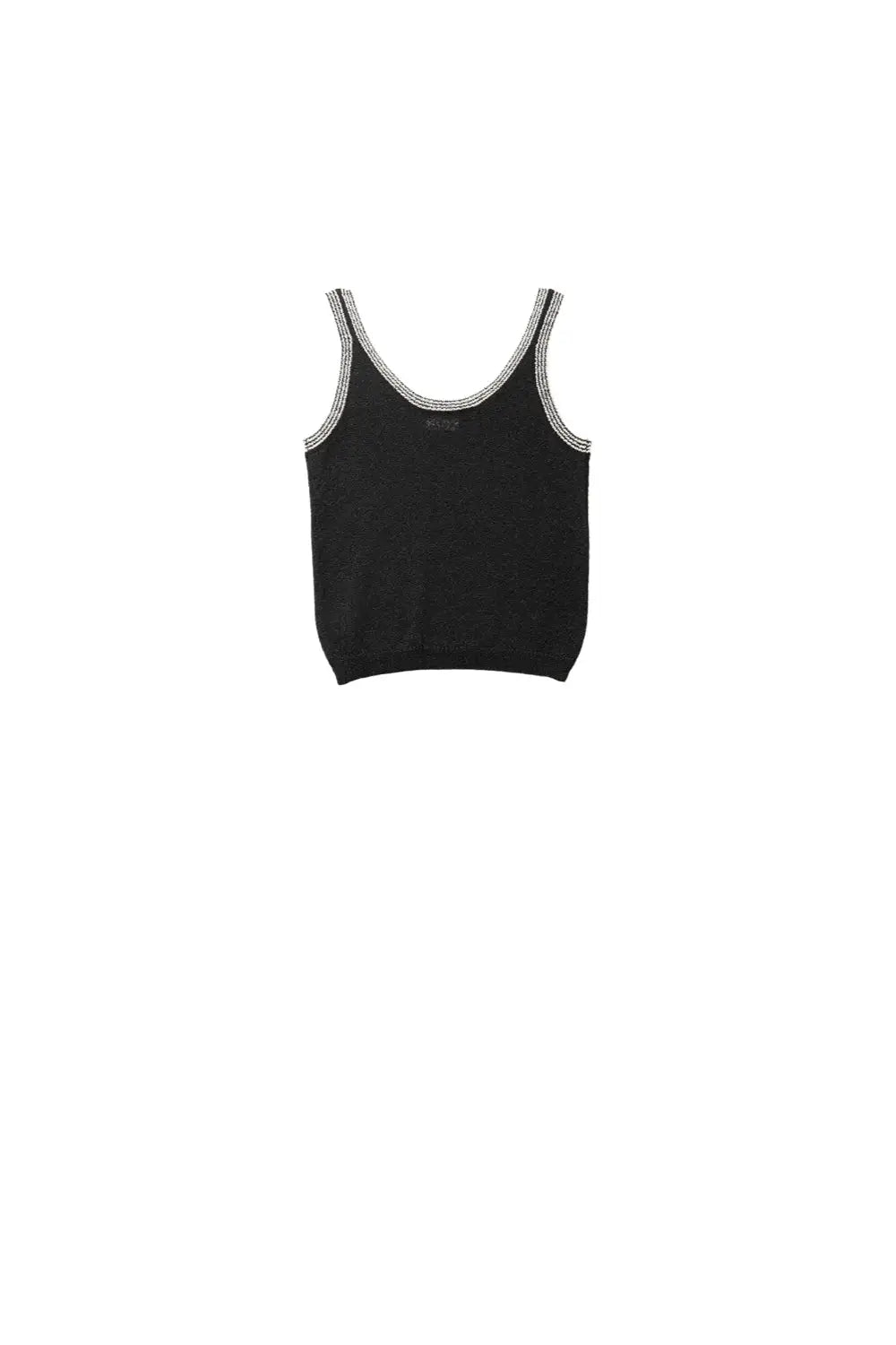 Black Knit Tank Top with White Trim - BLACK / ONE - Tops