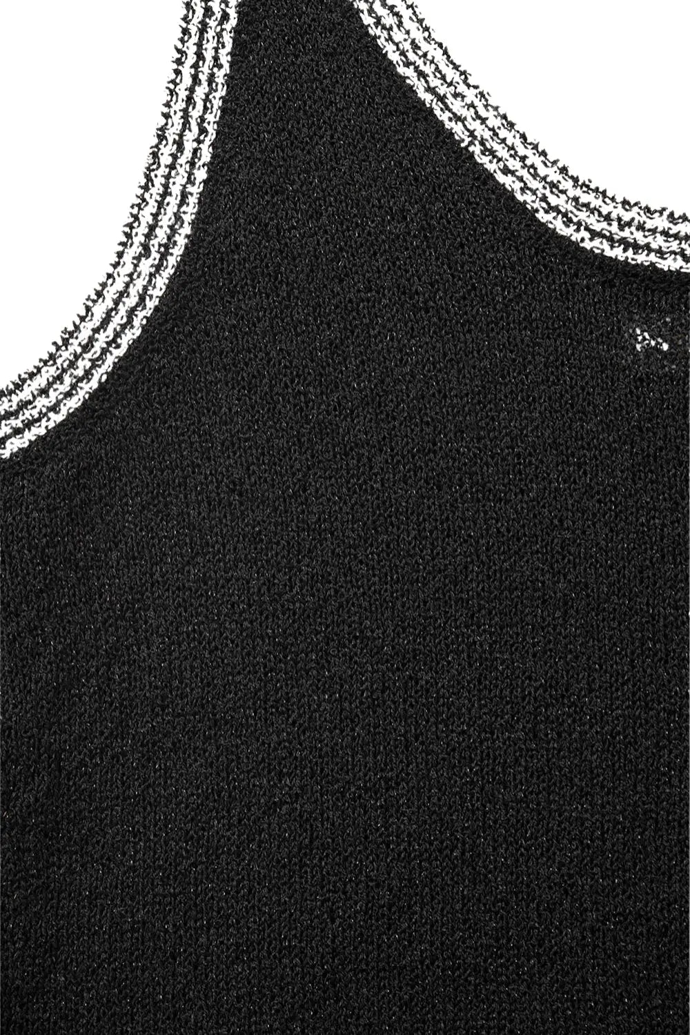 Black Knit Tank Top with White Trim - BLACK / ONE - Tops