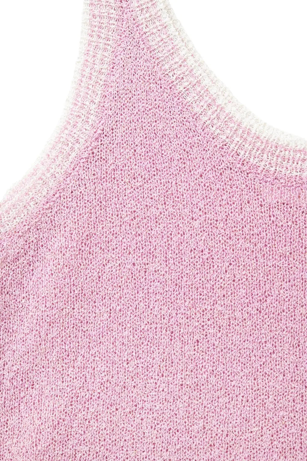 Baby Pink Knit Tank Top with White Trim - PINK / ONE - Tops